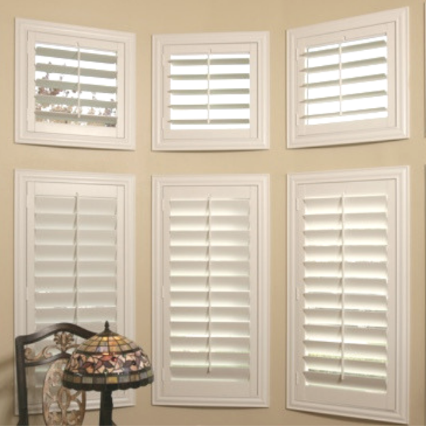 Sunburst shutters on a Indianapolis bay window