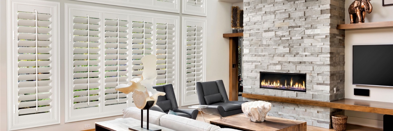 Plantation shutters in a Indianapolis living room