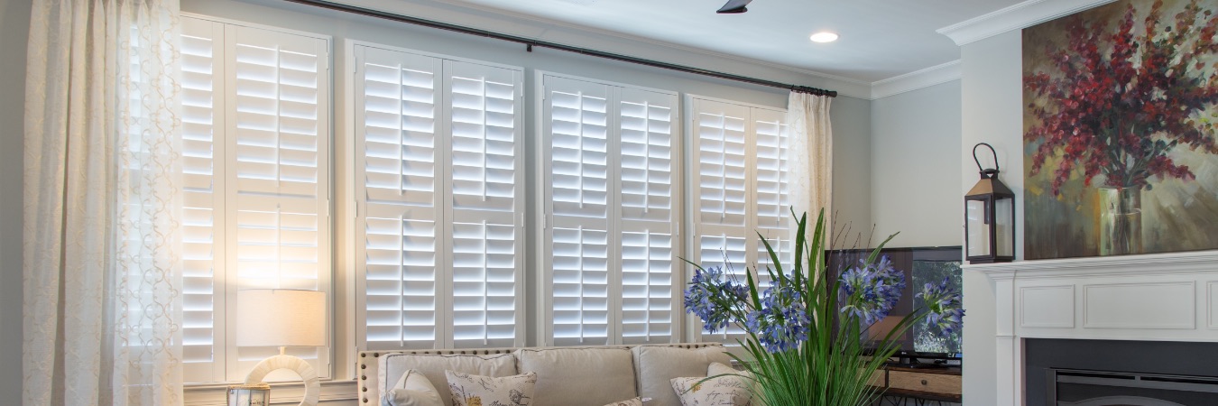 Polywood plantation shutters in Indianapolis living room