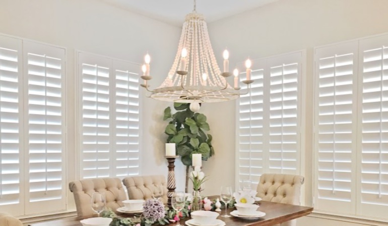 Polywood shutters in a Indianapolis dining room.