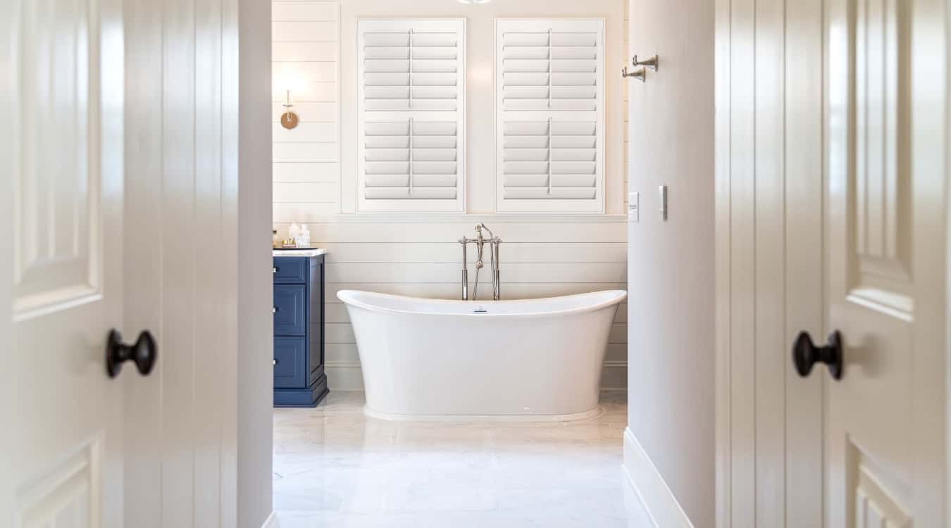 Interior shutters in bathroom