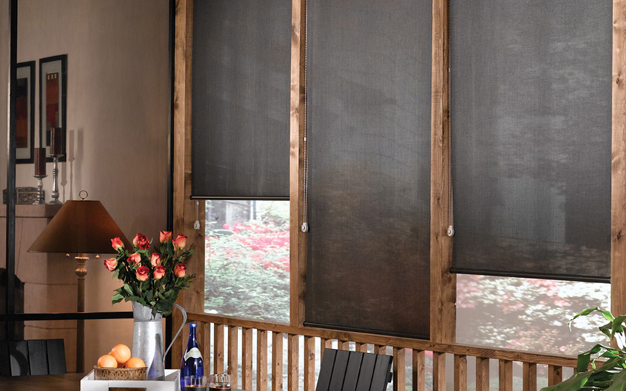 Brown shades in a dining room area