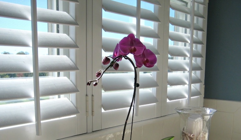 Plantation shutters are constructed with recyclable faux wood. Faux wood plantation shutters in Indianapolis